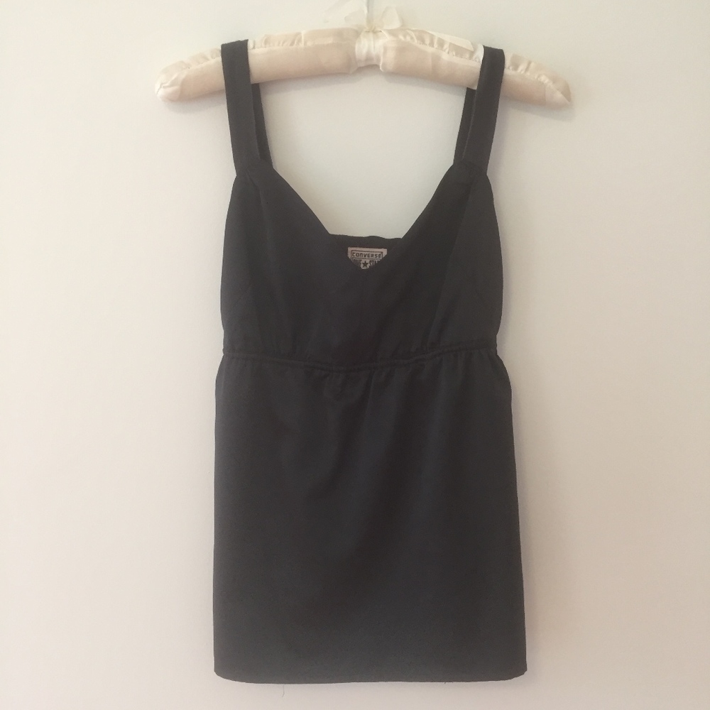 Black Satin Converse Tank Top